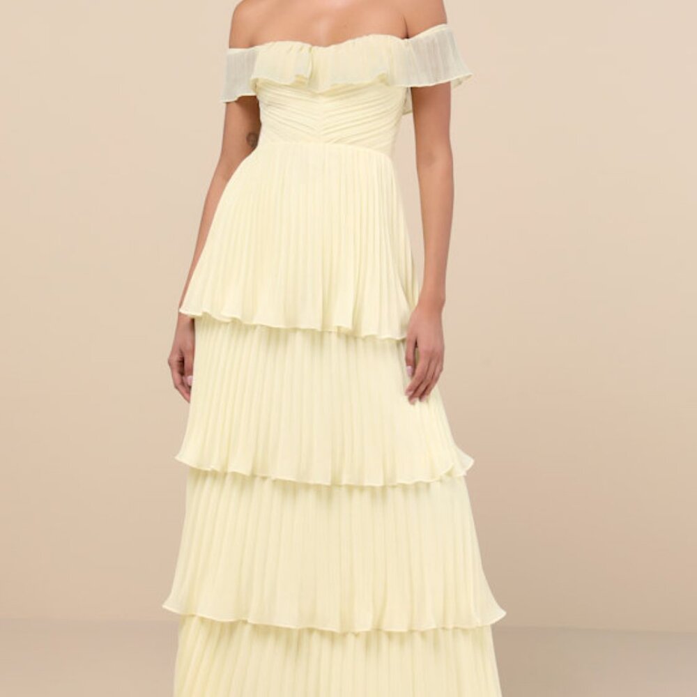 Lulus Always Remarkable Pale Yellow Off-the-shoulder Maxi Dress - Size 3X